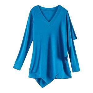 Soft Surroundings Madeline Tunic Womens XL Blue 3/4 Sleeve Minimalist Coastal